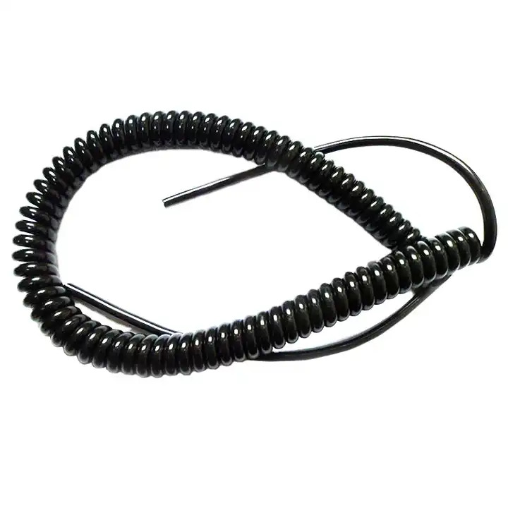 Flexible 3 core spiral cord coiled cable colorful PUR/PU/PVC spiral cable for automatic door