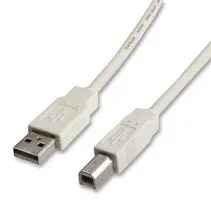 USB Cable, Type A Plug to Type B Plug, 1.8 m, 5.9 ft, USB 2.0, White