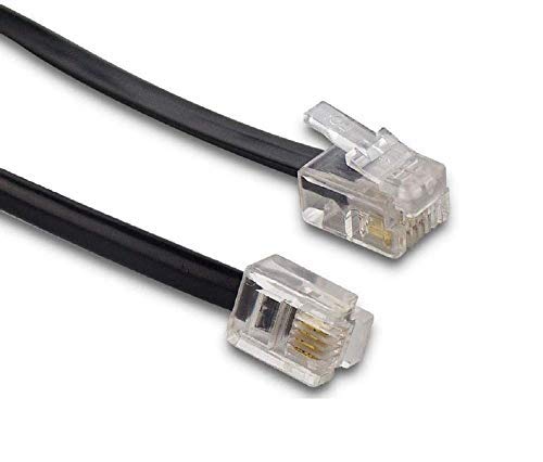 Telephone Cable, RJ11 Plug to Plug Modem Line Cable, 10 Meter, Black